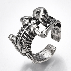 Alloy Cuff Finger Rings, Wide Band Rings, Human Skeleton