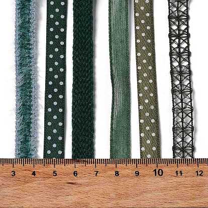 18 yardas 6 estilos de cinta de poliéster, para manualidades hechas a mano, moños para el cabello y decoración de regalo, paleta de colores verdes