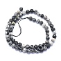 Natural Black Silk Stone/Netstone Beads Strands, Round, Faceted(128 Facets)