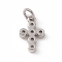 Breloques en laiton zircon cubique transparent, avec des anneaux de saut ouverts, croix religieuse