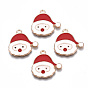 Alloy Enamel Pendants, Cadmium Free & Lead Free, Christmas Santa Claus, Light Gold