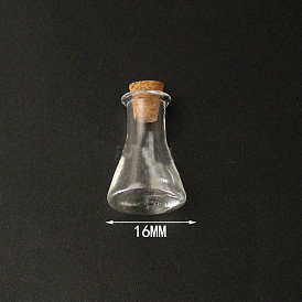 Mini High Borosilicate Glass Bottle Bead Containers, Wishing Bottle, with Cork Stopper