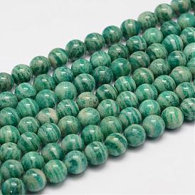 Natural Russia Amazonite Beads Strands, Grade AB, Round