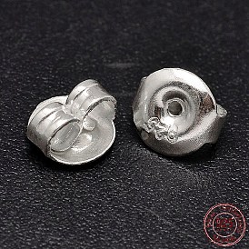Earring Findings 925 Sterling Silver Ear Nuts, 6x4mm, Hole: 1mm, about 54pairs/20g
