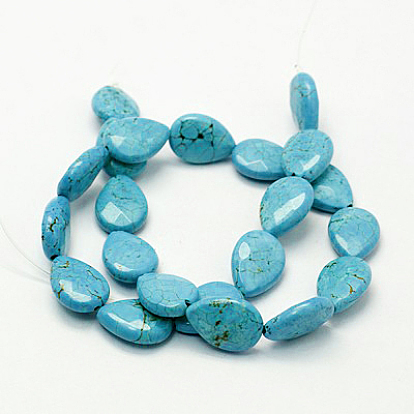 Natural Howlite Beads Strands, Dyed & Heated, Faceted, Drop