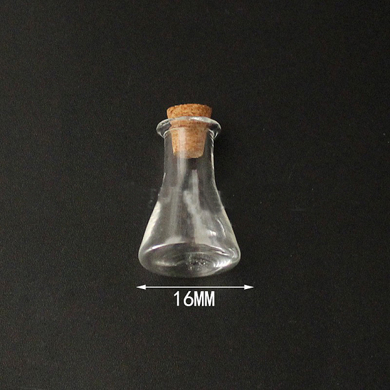 Mini contenants de perles de bouteille en verre à haute teneur en borosilicate, souhaitant bouteille, avec bouchon en liège