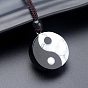 Colliers à pendentif obsidienne et howlite naturels, yin yang