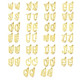 Brass Letter Stud Earrings for Women, Lead Free & Cadmium Free, Real 18K Gold Plated