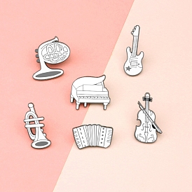 Musical Theme White Enamel Pin, Alloy Brooch for Backpack Clothes