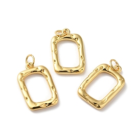 Rack Plating Brass Pendants, with Jump Ring, Lead Free & Cadmium Free, Rectangle Charm