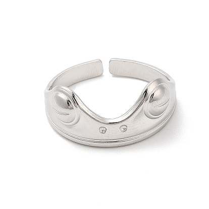 Revestimiento de iones (ip) 304 anillos de dedo de acero inoxidable, anillos abiertos de rana para mujer