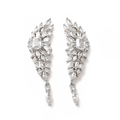 Boucles d'oreilles pendantes avec aile en zircone cubique transparente, bijoux en laiton de placage de rack pour les femmes, sans plomb et sans cadmium