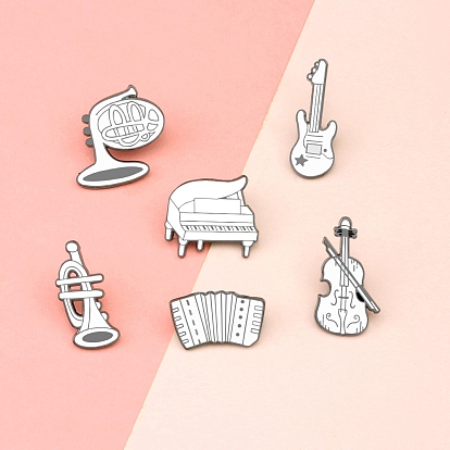 Broche en émail blanc thème musical, broche en alliage pour vêtements de sac à dos