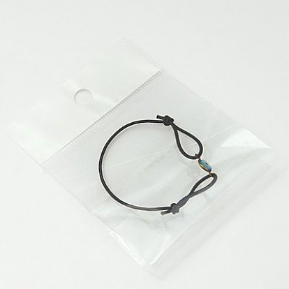 Moda pulseras ajustables enlace, con enlaces lampwork hecho a mano y cordón elástico, mal de ojo, de diámetro ajustable: 40~70 mm