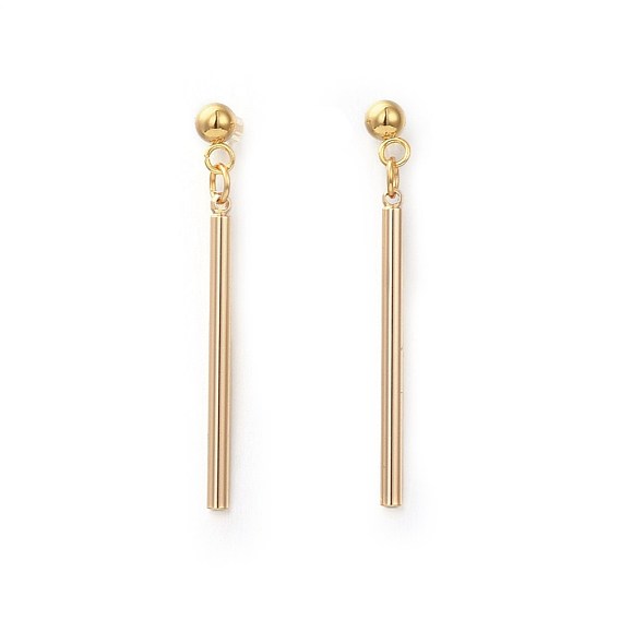 Brass Dangle Stud Earrings, with 304 Stainless Steel Findings & Cardboard Jewelry Set Boxes, Bar