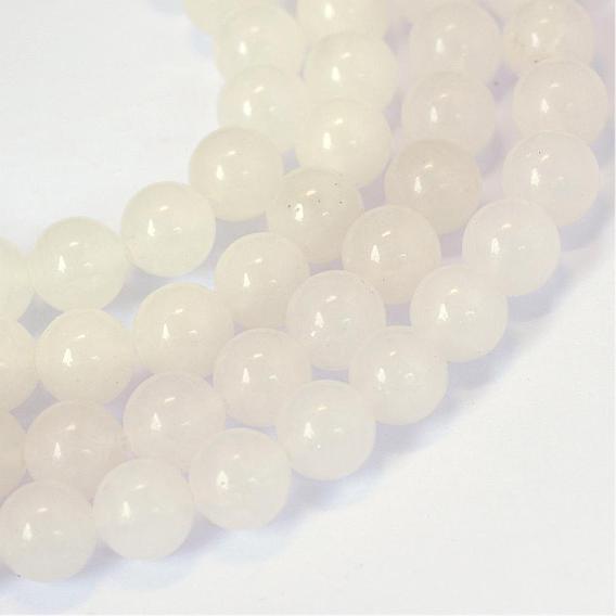 Jade blanc naturel rangées de perles rondes