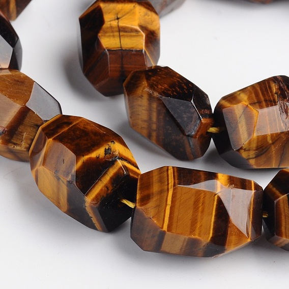 Nuggets Natural Tiger Eye Beads Strands, 15~22x8~17mm, Hole: 1mm, about 18~22pcs/strand, 15 inch