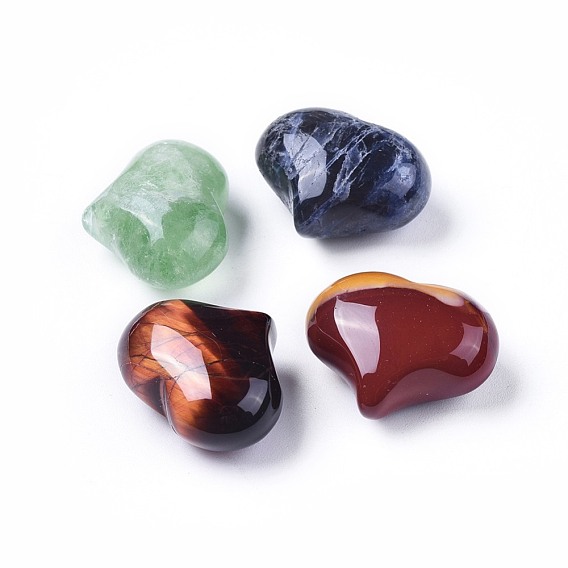 Mixed Gemstone Heart Palm Stone, Pocket Stone for Energy Balancing Meditation