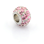 304 Stainless Steel Polymer Clay Rhinestone European Beads, Large Hole Rondelle Beads, 11x7.5mm, Hole: 5mm