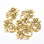 Tibetan Style Alloy Toggle Clasps, Flower, Lead Free and Cadmium Free, Flower: 20mm wide, 28mm long, Bar: 5mm wide, 30mm long, hole: 2mm