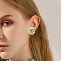 Seed Beads Flower Stud Earrings, Brass Jewelry for Women, Golden