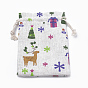 Polycotton(Polyester Cotton) Packing Pouches Drawstring Bags, with Printed Christmas Theme