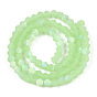 Brins de perles en verre dépoli imitation jade bicône, demi couleur ab plaqué, facette