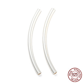 925 Sterling Silver Tube Beads, Curved Tube