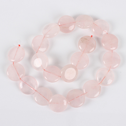Naturelle quartz rose plat perles rondes brins, 20x7mm, Trou: 1mm, Environ 20 pcs/chapelet, 15.75 pouce