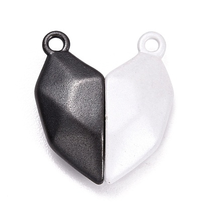 Spray Painted Alloy Heart Split Pendants, with Magnetic, for Couple Necklaces Bracelets Jewelry Making Gifts