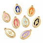 Golden Alloy Enamel Pendants, Long-Lasting Plated, Our Lady of the Miraculous Medal, Oval