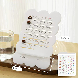 Acrylic Calendar Board, Adjustable Arrow Cube Perpetual Calendar, Also as Phone Holder, Home and Office Desk Decorations, Rectangle, with Cute Stickers