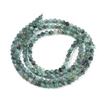 Natural Emerald Quartz Beads Strands, Round, Faceted