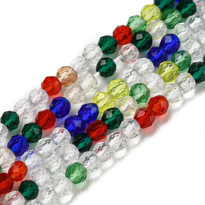 Brins de perles de verre de couleur dégradé transparent, ronde à facettes