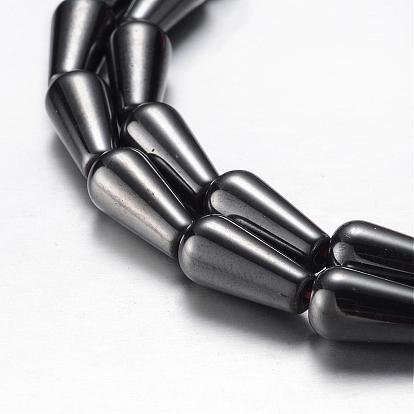 Magnetic Synthetic Hematite Bead Strands, Grade A, Drop