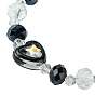 Coeur avec bracelet extensible en perles de verre fleur