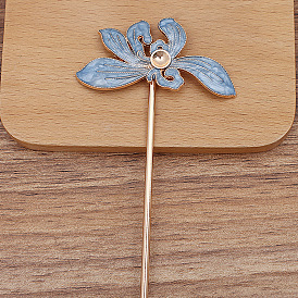 Résultats de bâton de cheveux d'émail d'alliage, réglages de perles rondes, avec des épingles de fer, fleur orchidée