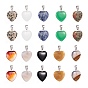 20 piezas 10 estilo corazón colgantes de piedras preciosas naturales, con fornituras de latón de tono platino