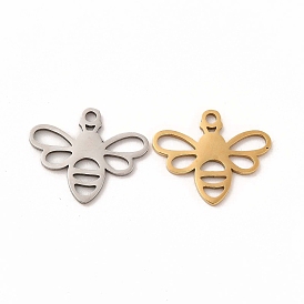 201 Stainless Steel Charms, Hollow Out Bees