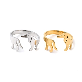 304 Stainless Steel Cuff Rings, Open Finger Ring for Women, Dachshund Dog