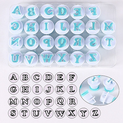 Cortadores de galletas de plástico, moldes de galletas del alfabeto, herramienta para hornear galletas de bricolaje, letra a Z ~