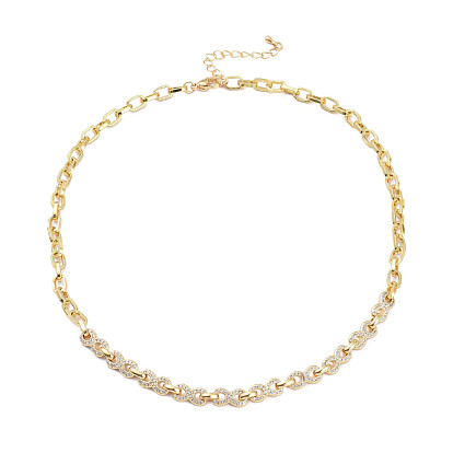 Infinito circonita cúbica pulseras y collares conjuntos de joyas, con cadenas de bronce y cierres de pinza de langosta