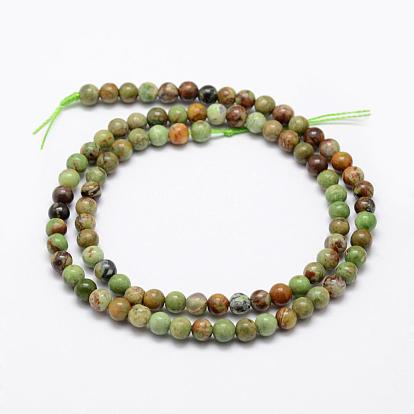 Natural Green Opal Beads Strands, Round