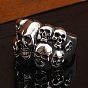 Steam Punk Style Titanium Steel Multi-Skull Finger Rings, Hollow Wide Rings for Men Women
