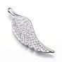 316 Surgical Stainless Steel Big Pendants, with Polymer Clay Rhinestones, Wing