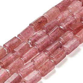 Natural Strawberry Quartz Beads Strands, with Seed Beads, Faceted Column