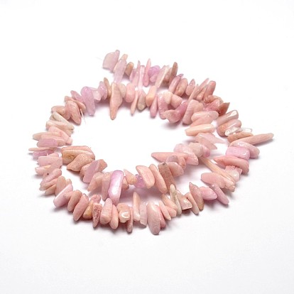 Natural Kunzite Chip Beads Strands, Spodumene Beads, 8~30x5~12mm, Hole: 1mm, about 15.3 inch ~15.7 inch