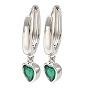 Cubic Zirconia Heart Dangle Hoop Earrings, Rack Plating Brass Earrings for Women, Lead Free & Cadmium Free