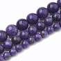 Natural Chalcedony Beads Strands, Imitation Charoite, Dyed & Heated, Round
