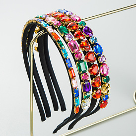Fashionable Geometric Colorful Rhinestone Headband for Women, Shiny and Elegant Hair Accessories